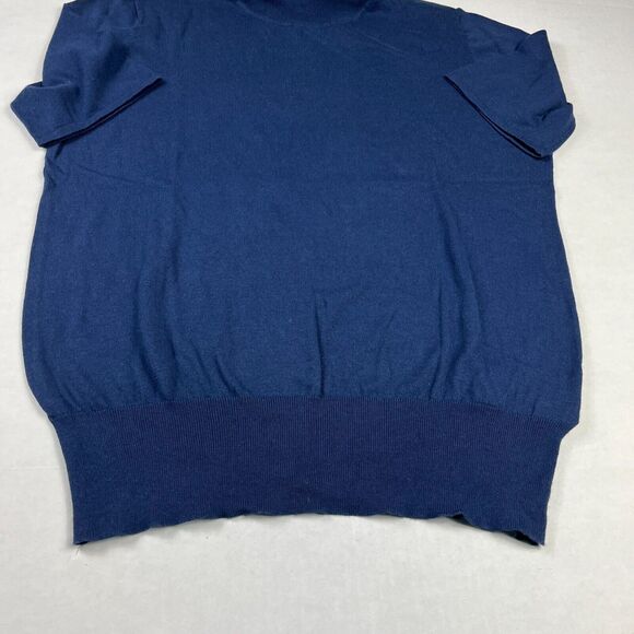 Daniel Hechter Womens Silk Blend Turtleneck Sweater Blue Short Sleeve Size 18 US - Picture 2 of 10